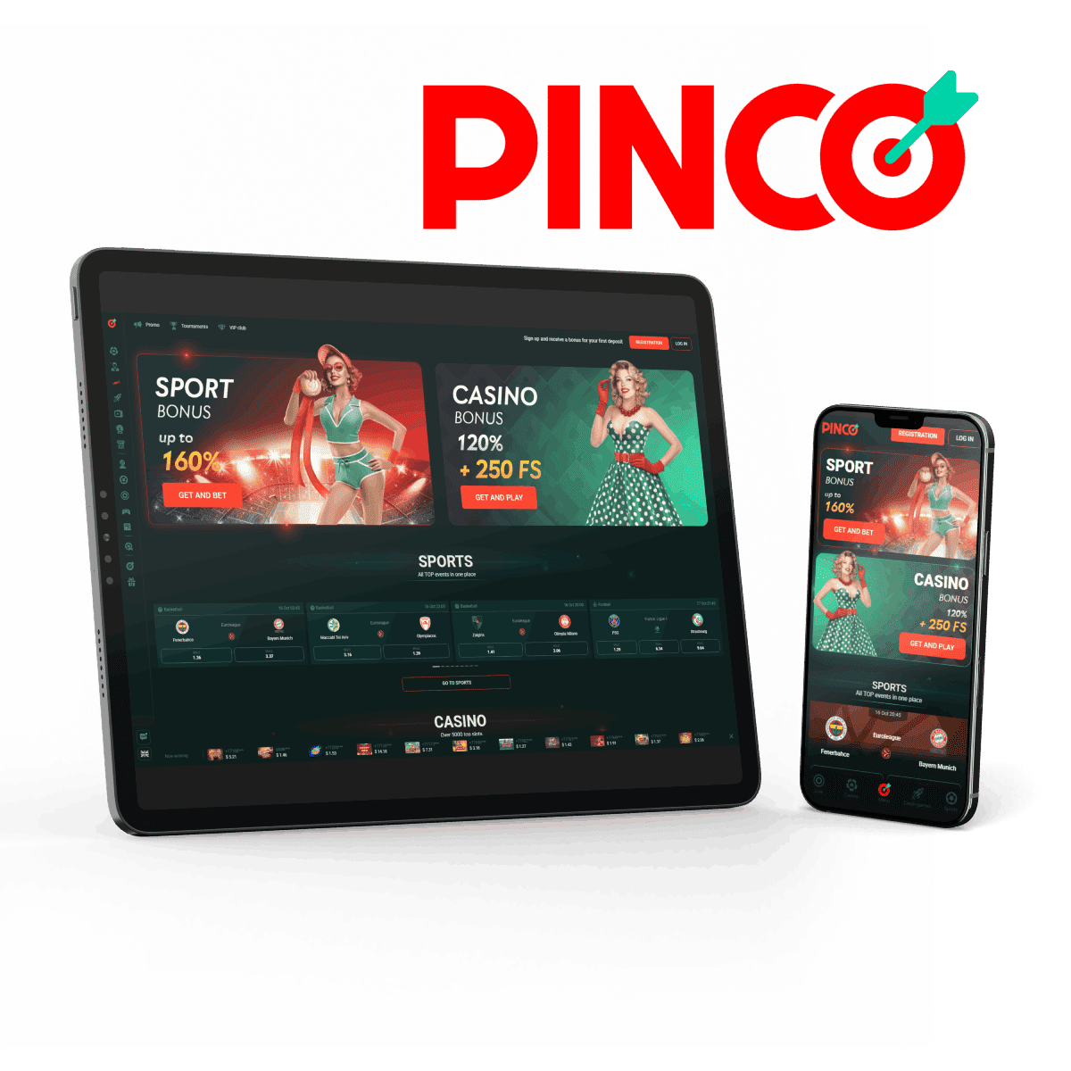Pinco online casino and sports betting platform with promotional bonuses.