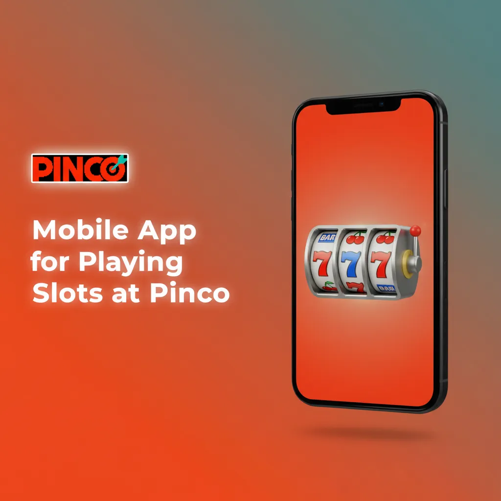 Pinco mobile slots app UI on a smartphone, clean one-hand layout with bottom menu, search, filters, and slot game screen.