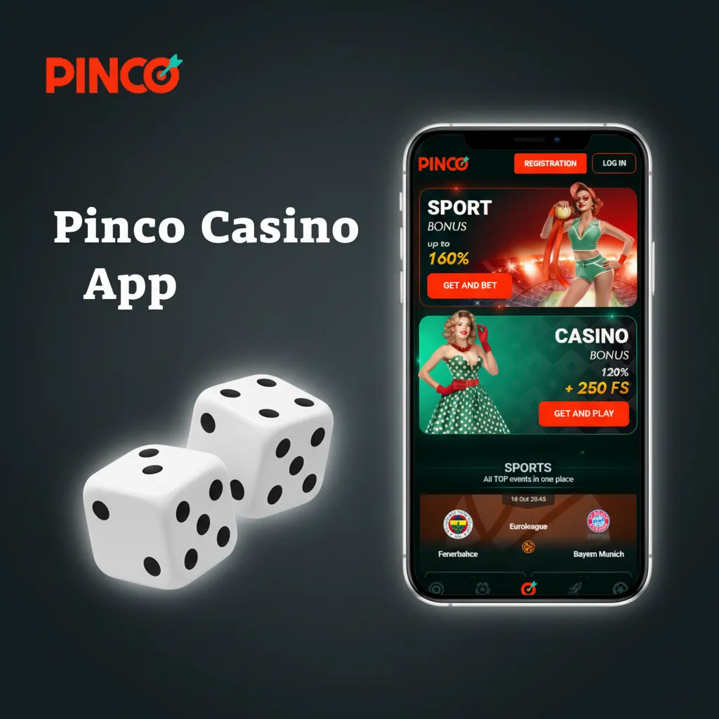 Pinco Casino app screen with betting-casino toggle, live tables, filters, and promos for extra spins and balance boosts.