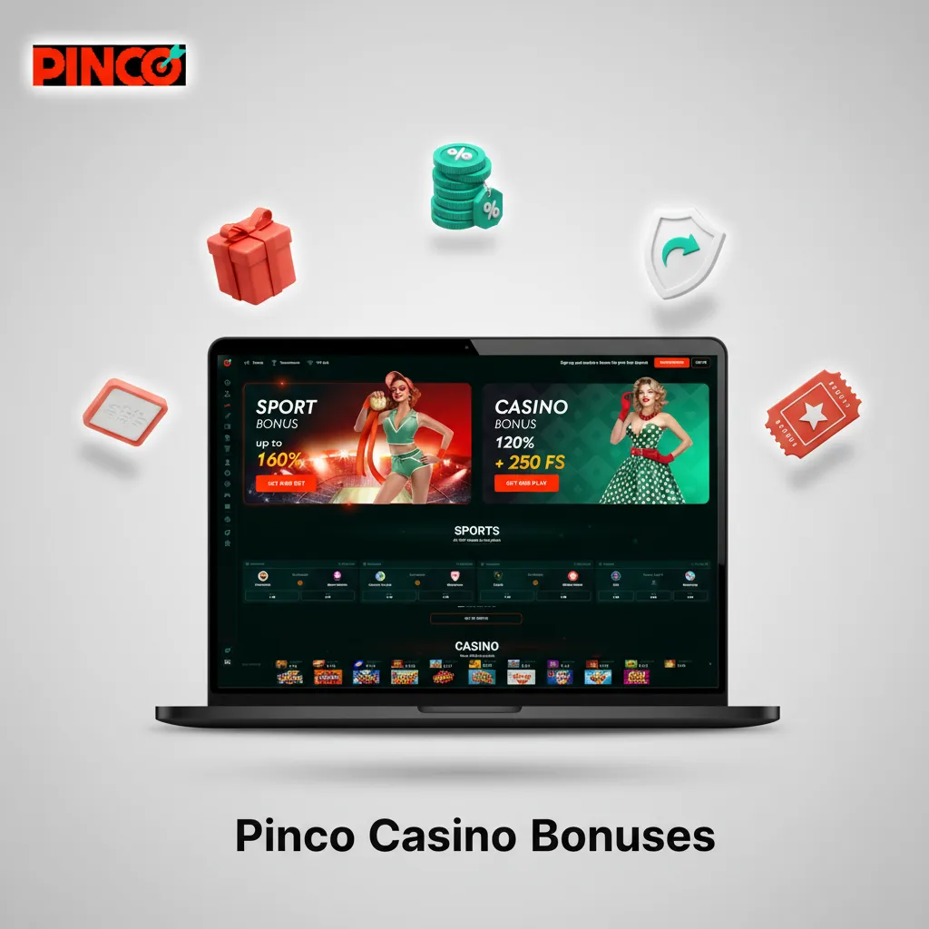 Pinco Casino bonuses: Reload 50% C$300; Cashback Tue 10% C$200; 20–100 spins; Live 5% C$100; High Roller 100% C$1,000