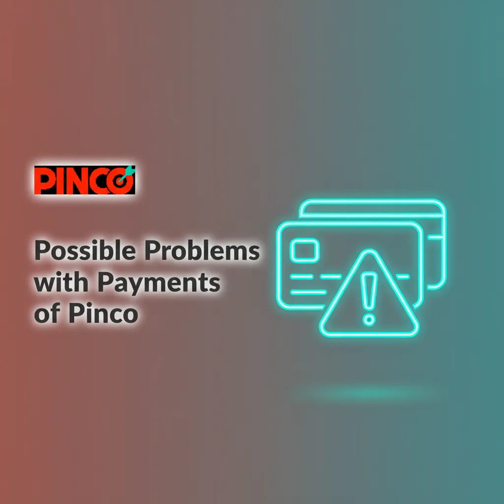Infographic: 'Possible Problems with Payments of Pinco' - card declined, e-Transfer pending, details mismatch, limits, bonus lock.