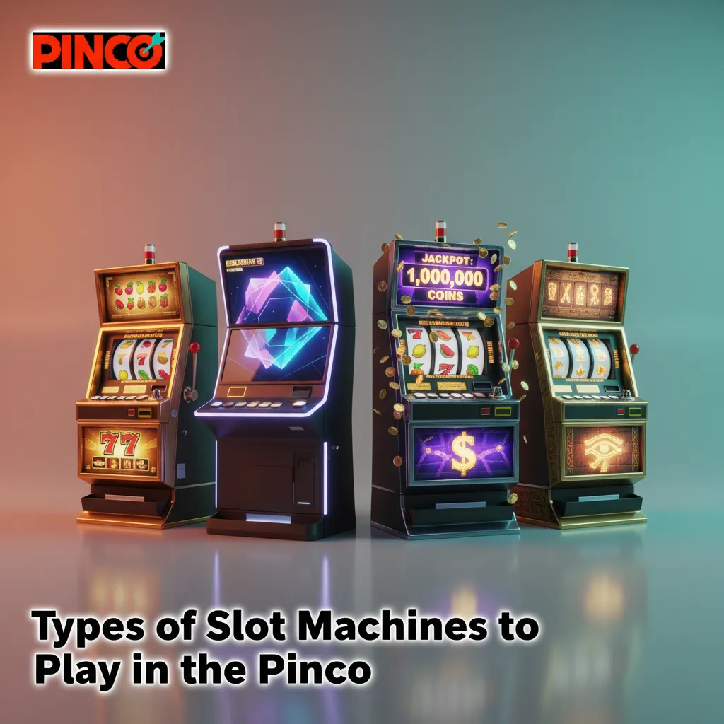 Overview of slot machine types at Pinco: classic 3-reel, video, Megaways, progressive jackpots, cluster pays, Hold & Win.