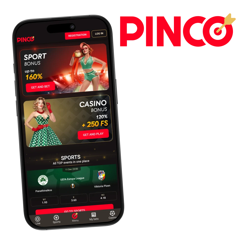 Pinco app download for Android APK and iOS/iPhone/iPad; EN/FR-CA; Interac, Gigadat, Visa/Mastercard; sports betting & casino.