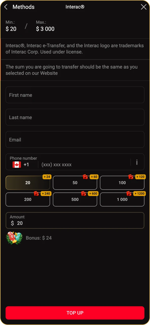 Add funds to your Pinco account using convenient methods.