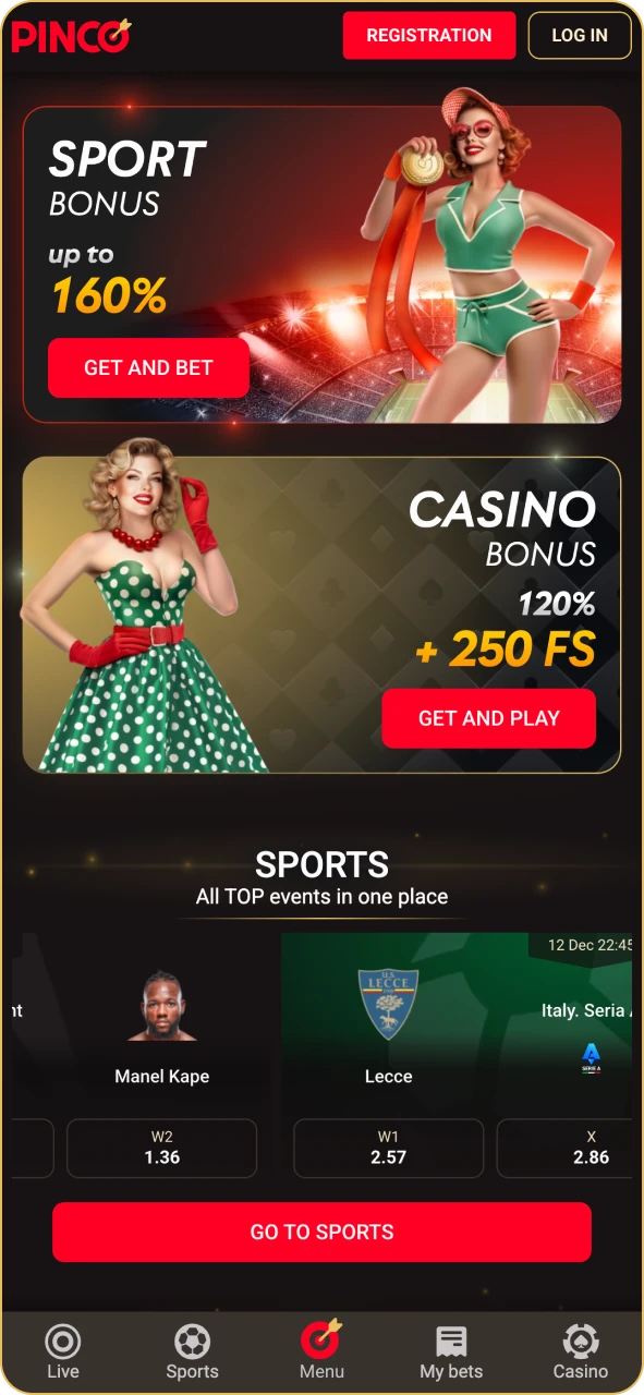 Explore the main page of Pinco official platform.