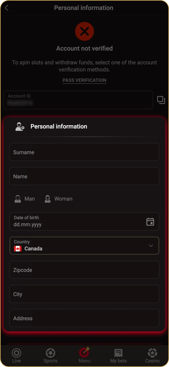 Fill your personal information at Pinco profile section.