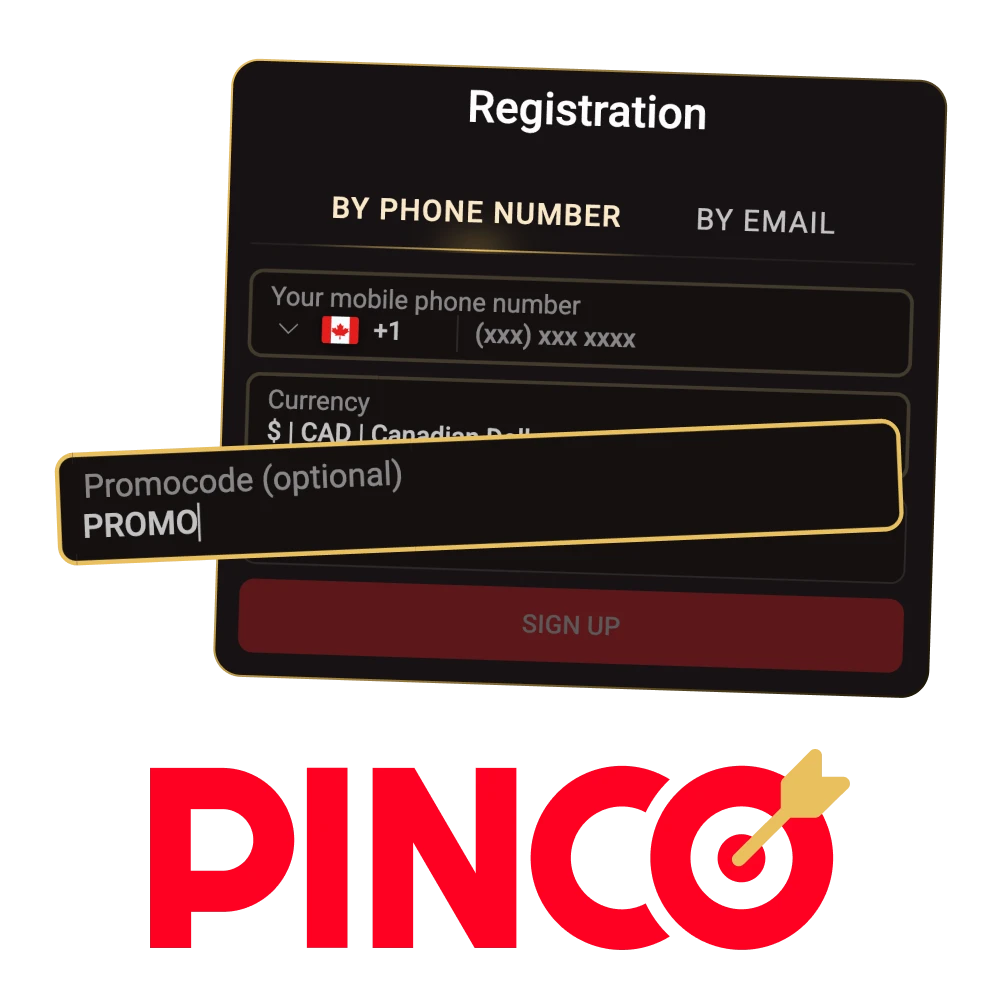 Pinco Canada promo code: Up to C$7,500 + 250 free spins; enter code at sign-up.