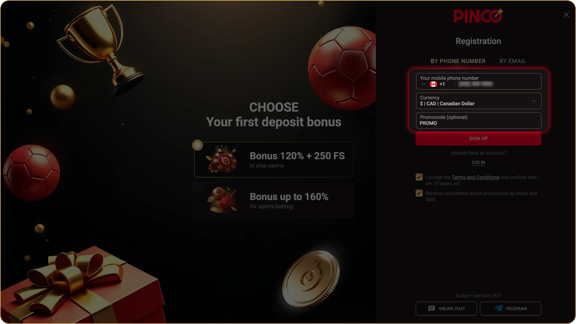 Provide your personal information to register at Pinco.