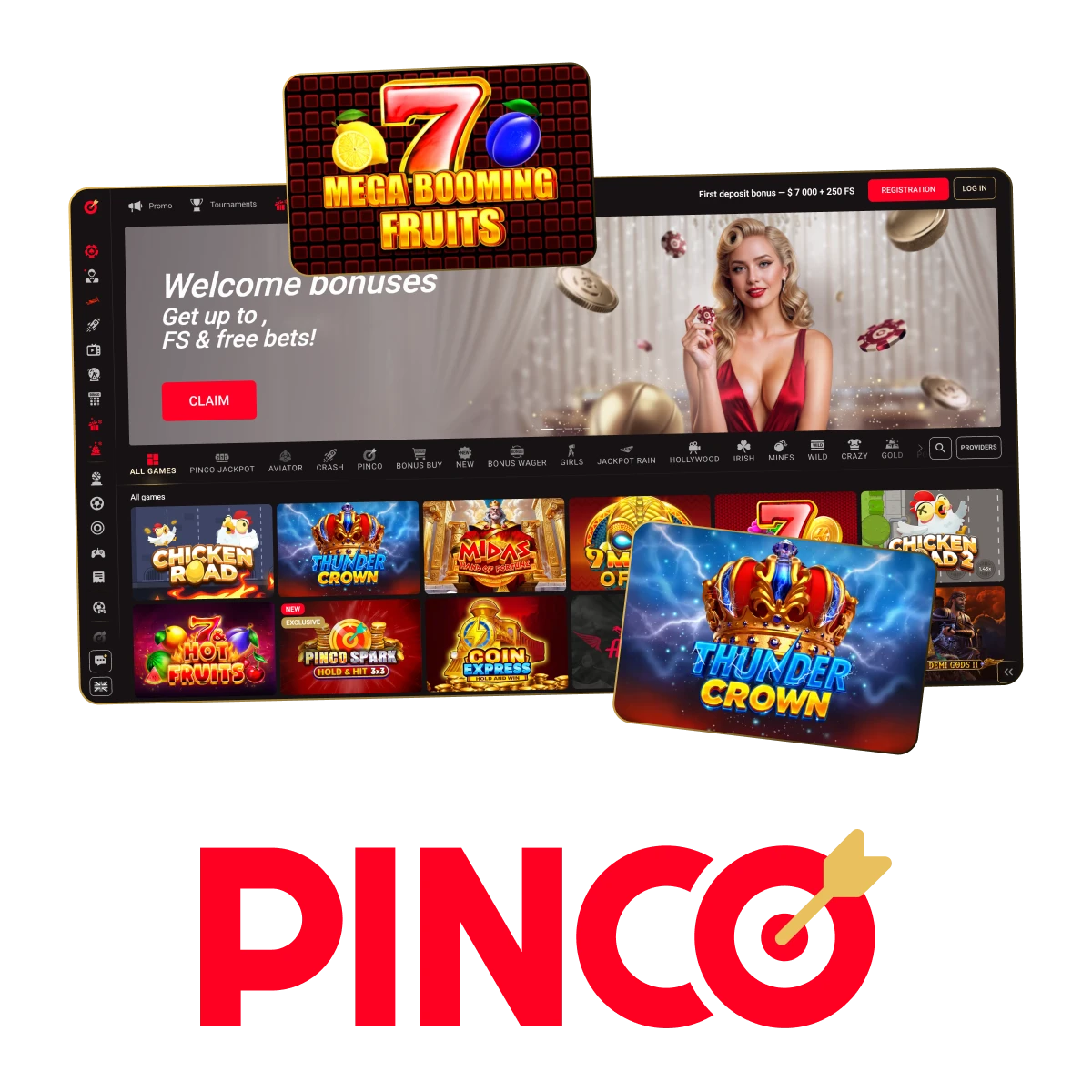 Pinco Slots: 3,200+ slots in Canada—Megaways, jackpots, bonus rounds; C$7,500 + 250 free spins.